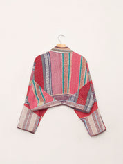 The Kaira Cropped Quilted Patchwork Kantha Jacket
