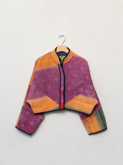 The Kaira Cropped Quilted Patchwork Kantha Jacket