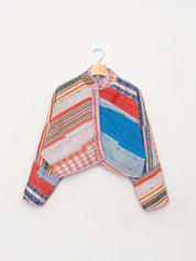The Kaira Cropped Quilted Patchwork Kantha Jacket