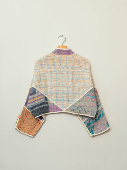 The Kaira Cropped Quilted Patchwork Kantha Jacket