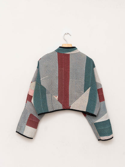 The Kaira Cropped Quilted Patchwork Kantha Jacket