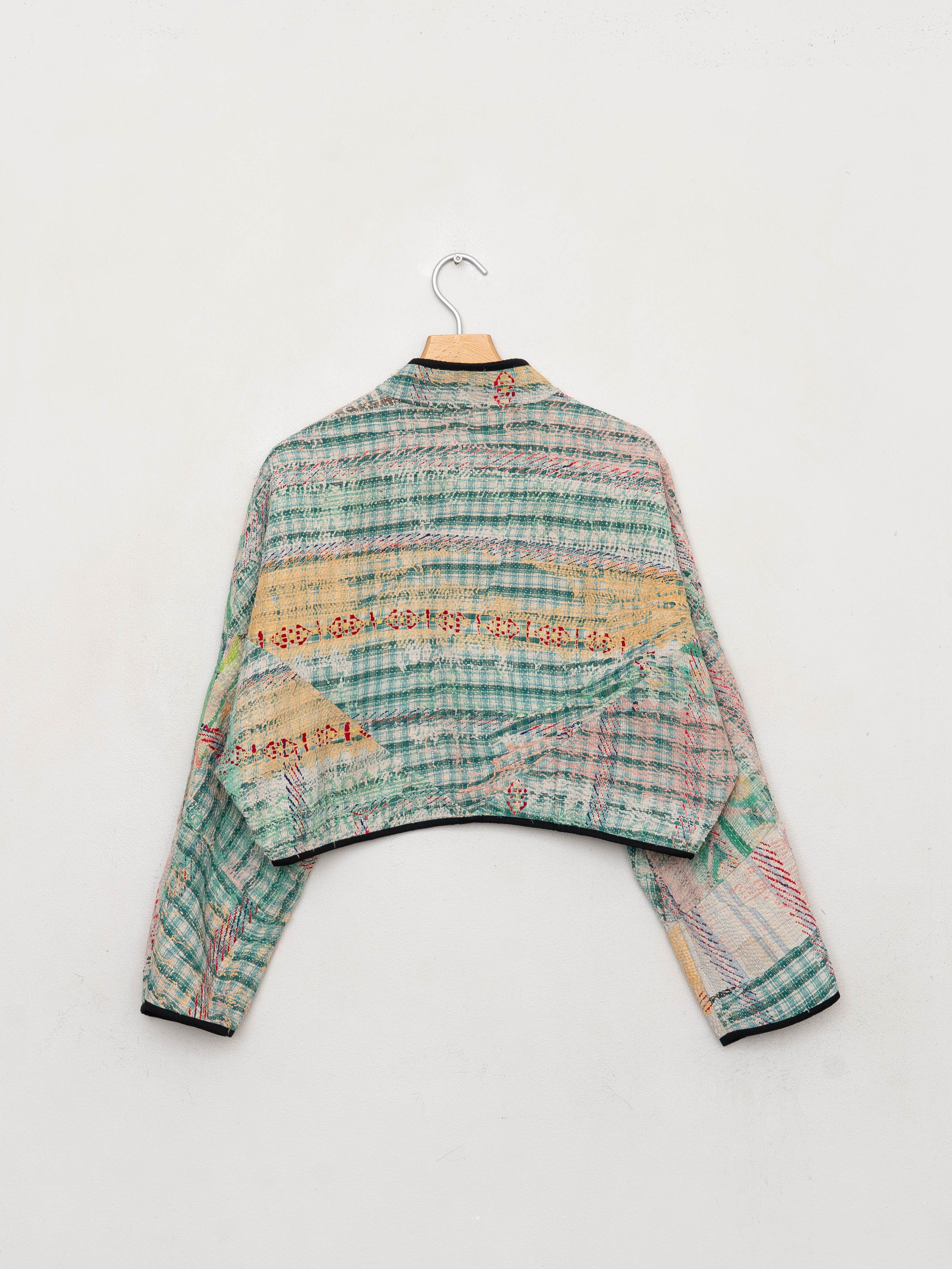 The Kaira Cropped Quilted Patchwork Kantha Jacket