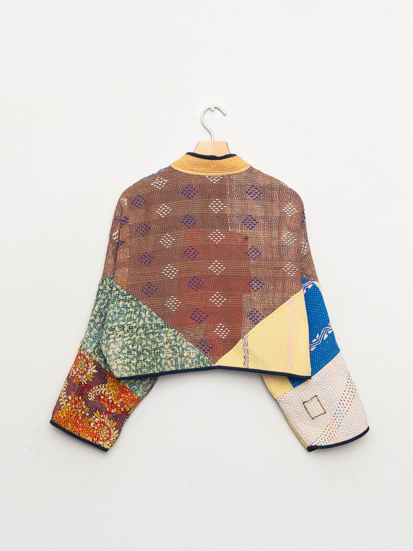 The Kaira Cropped Quilted Patchwork Kantha Jacket