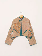 The Kaira Cropped Quilted Patchwork Kantha Jacket