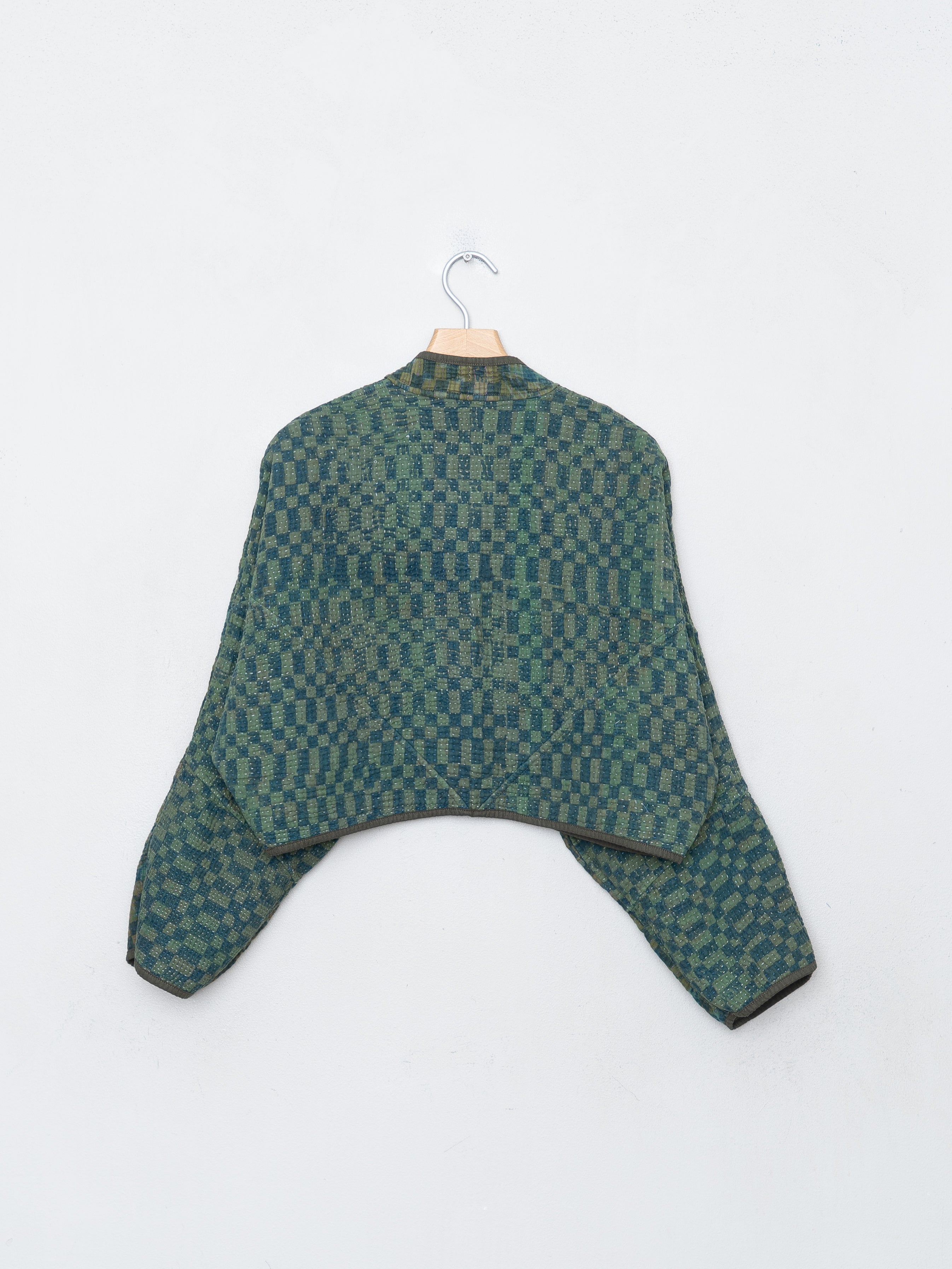 The Kaira Cropped Quilted Indigo Kantha Jacket