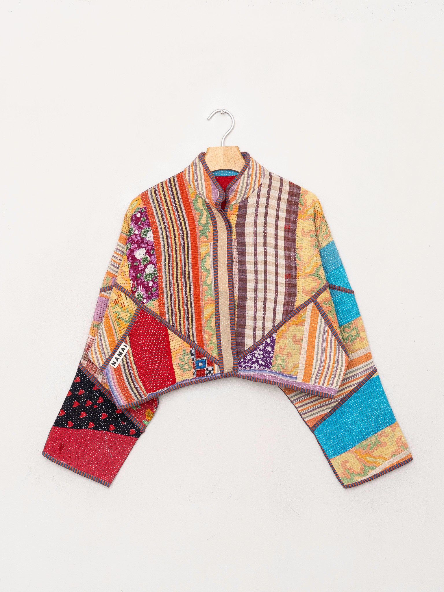 The Kaira Cropped Quilted Patchwork Kantha Jacket