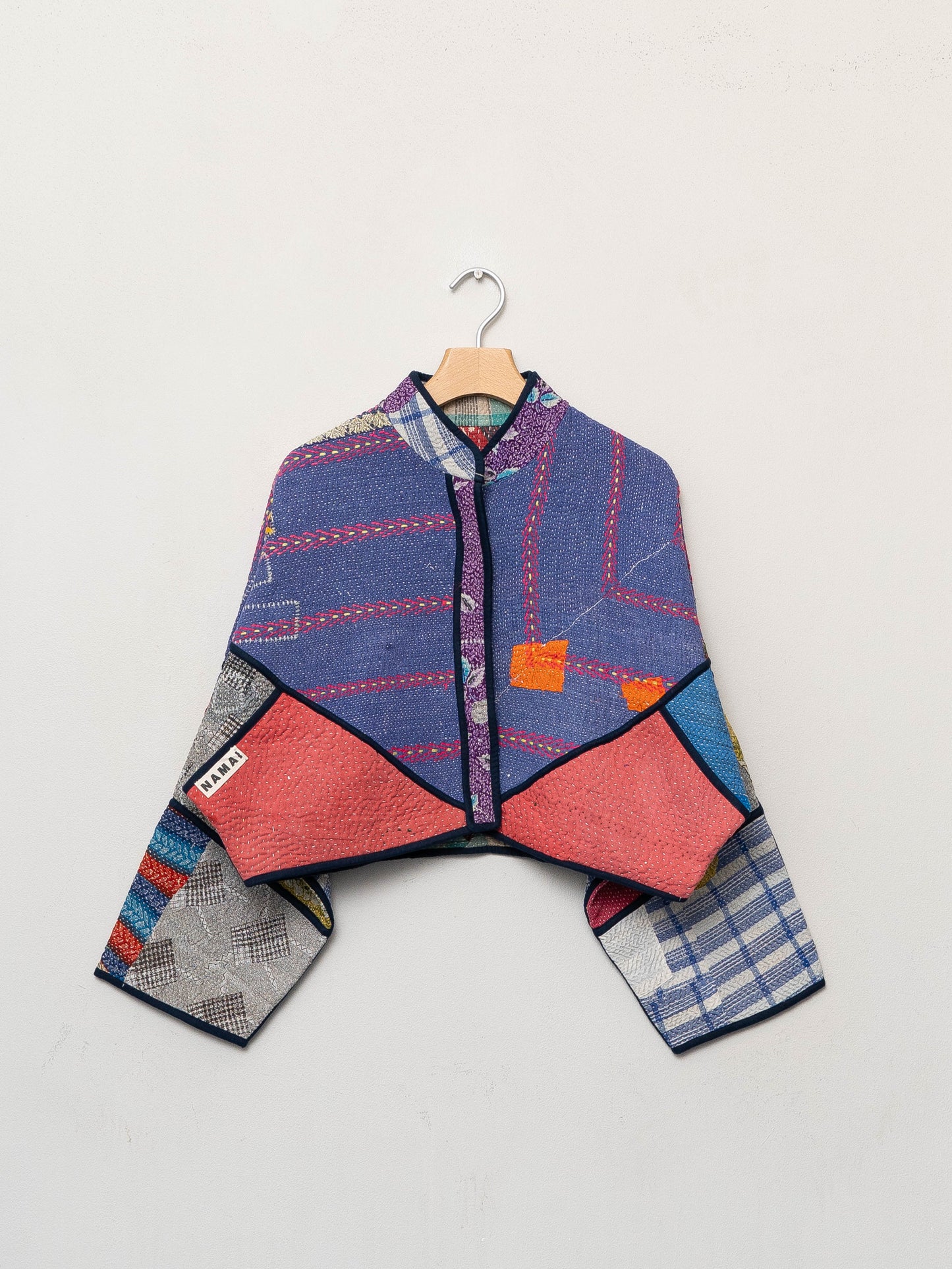 The Kaira Cropped Quilted Patchwork Kantha Jacket