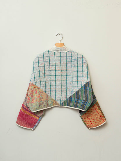 The Kaira Cropped Quilted Patchwork Kantha Jacket