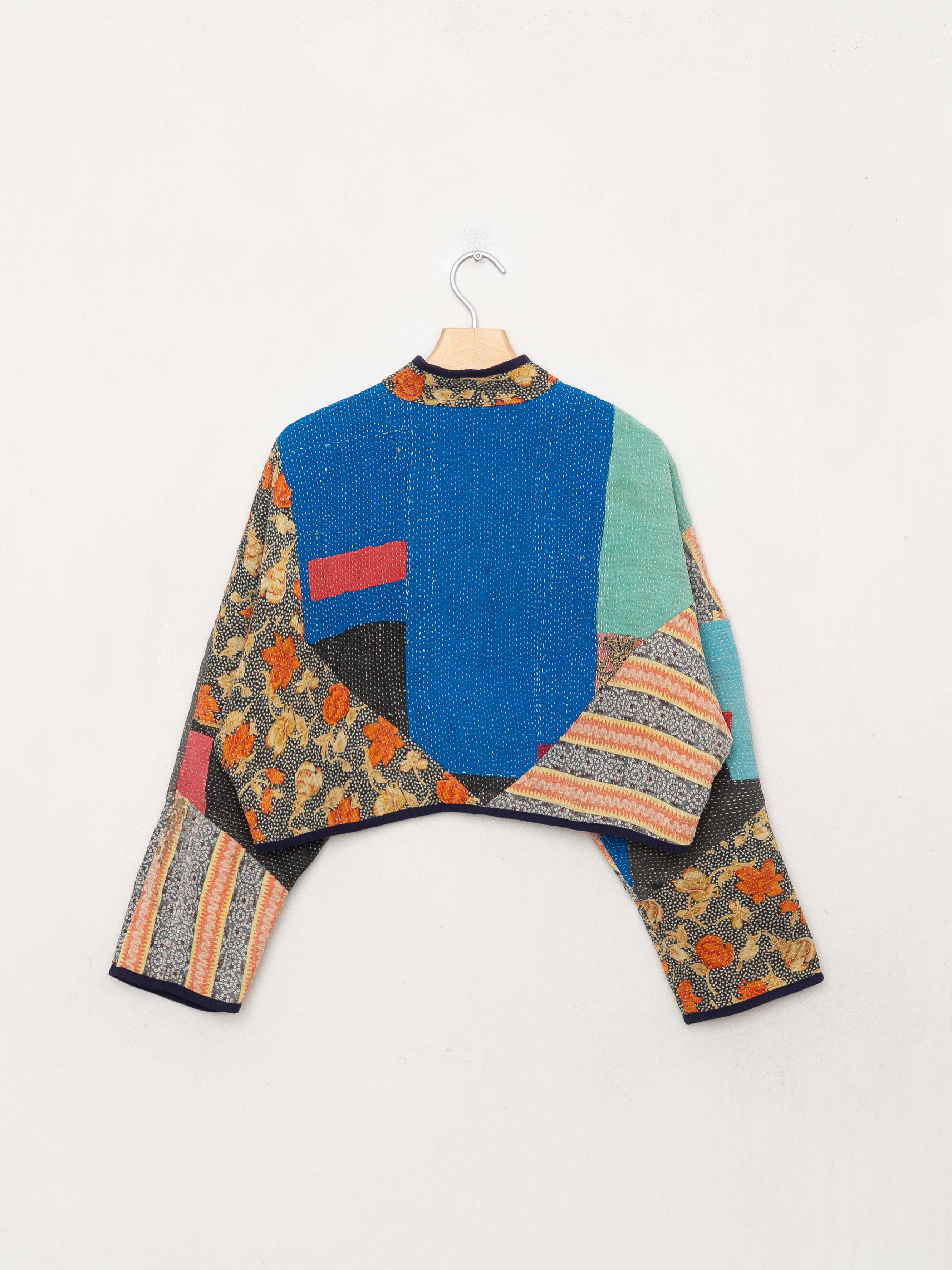 The Kaira Cropped Quilted Patchwork Kantha Jacket