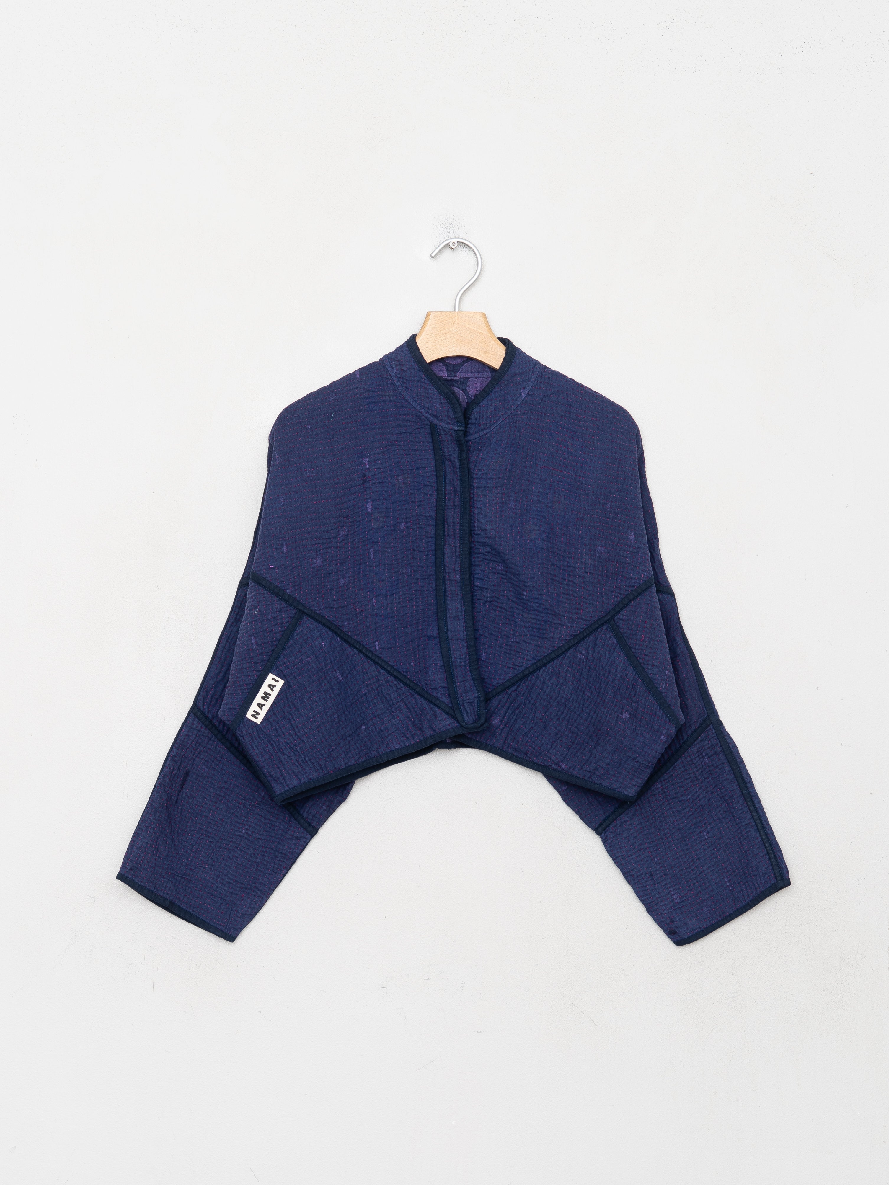 The Kaira Cropped Quilted Indigo Kantha Jacket