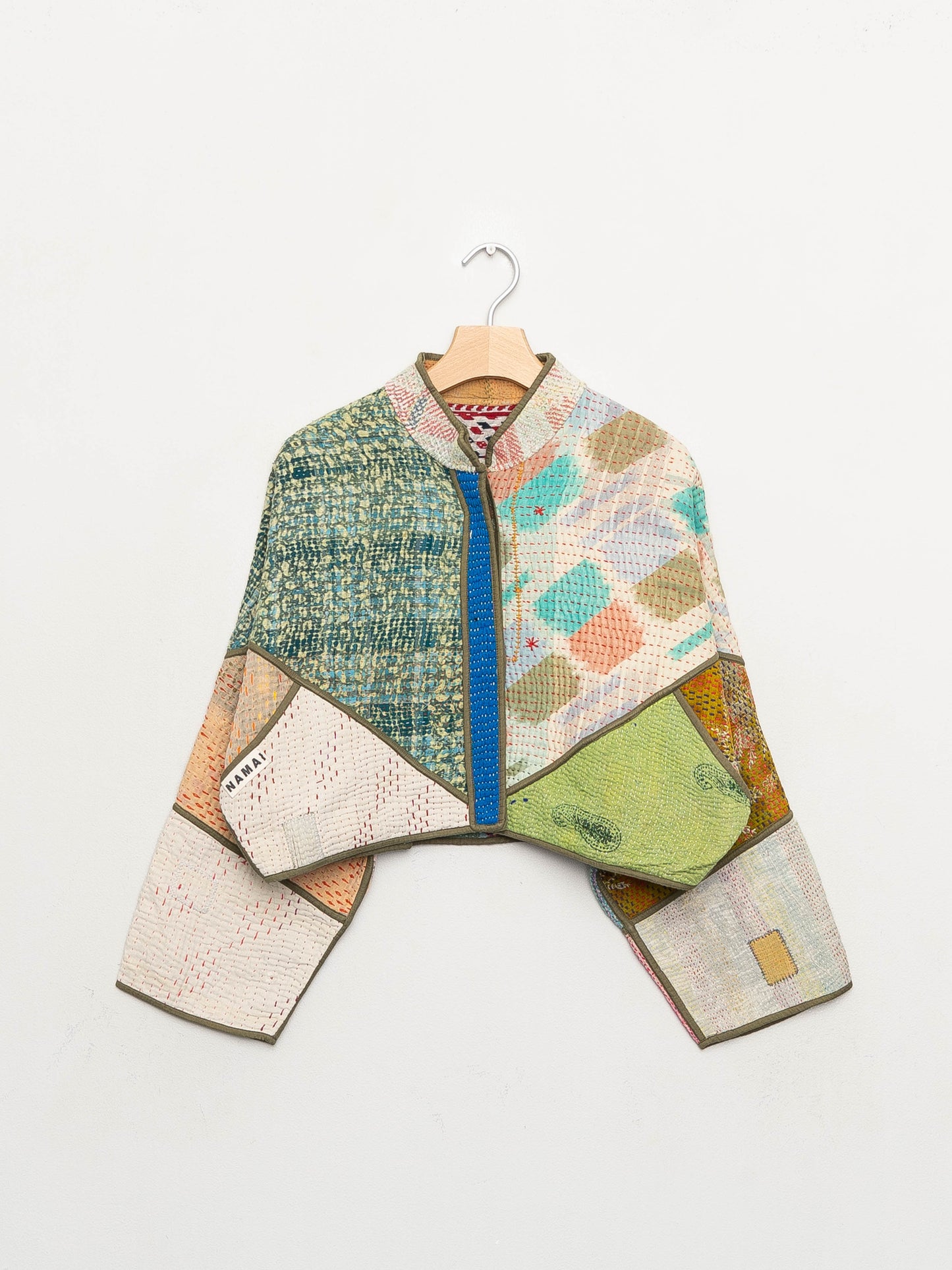 The Kaira Cropped Quilted Patchwork Kantha Jacket