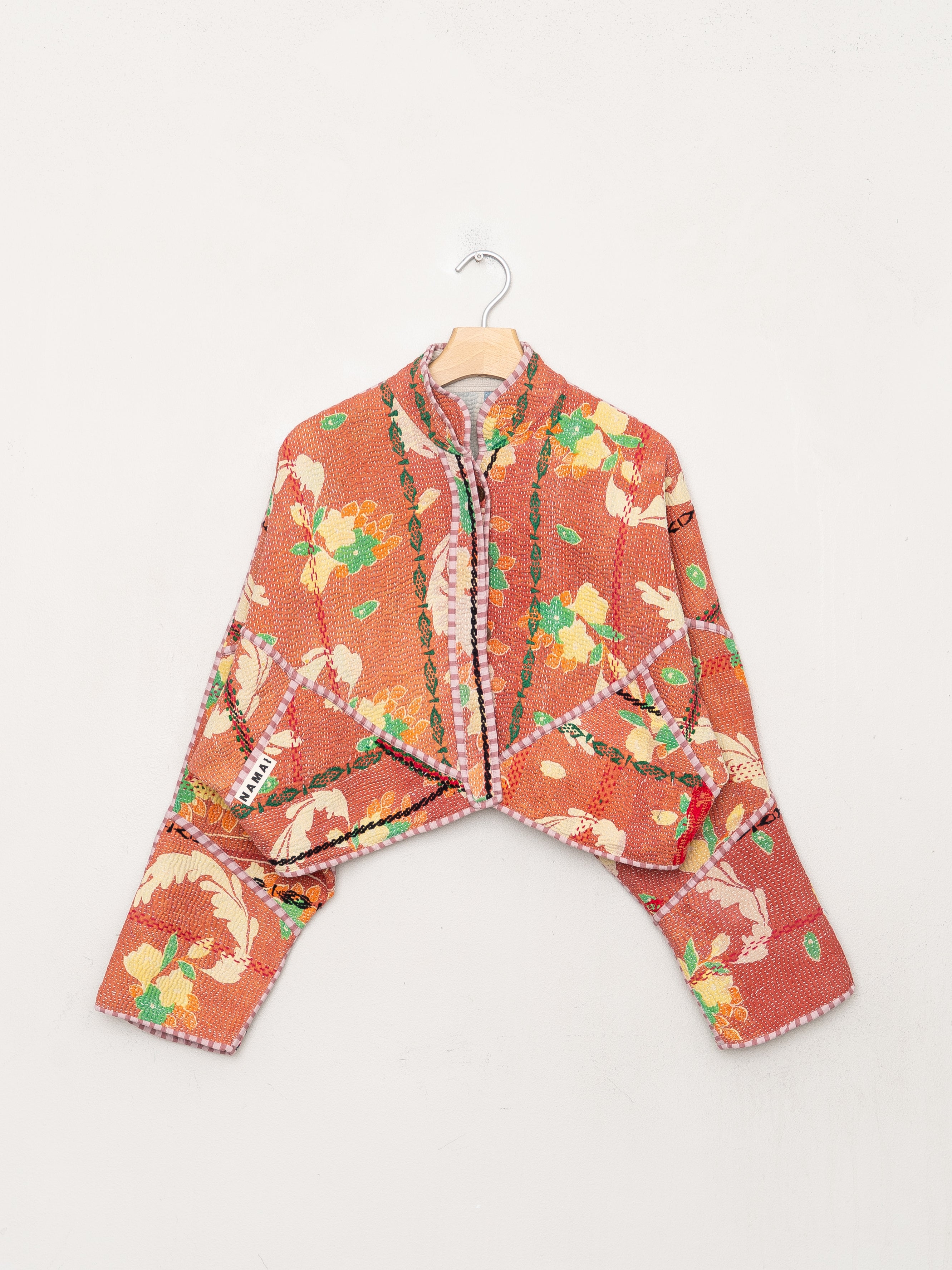 The Kaira Cropped Quilted Patchwork Kantha Jacket