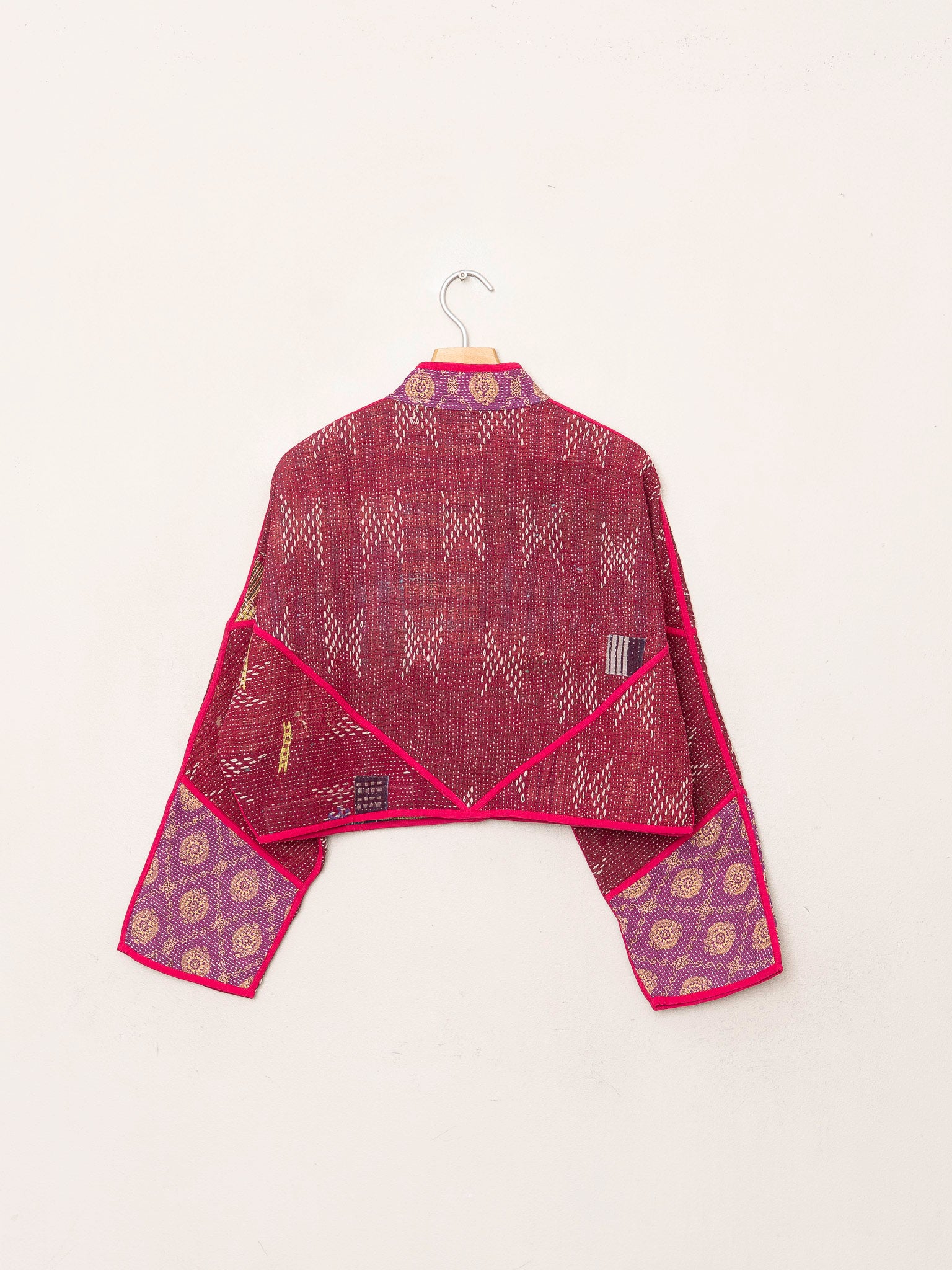 The Kaira Cropped Quilted Patchwork Kantha Jacket