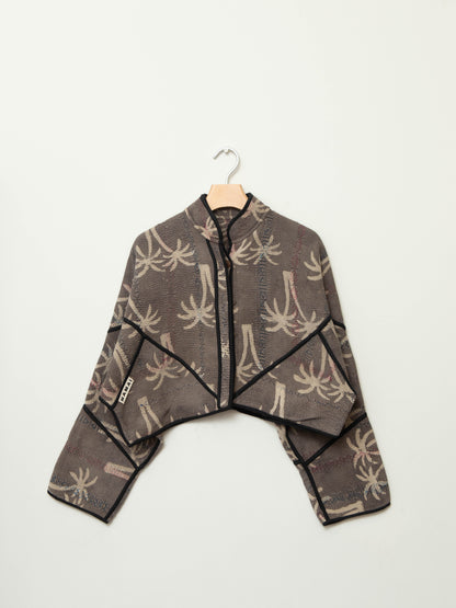 The Kaira Cropped Quilted Plant Dyed Kantha Jacket