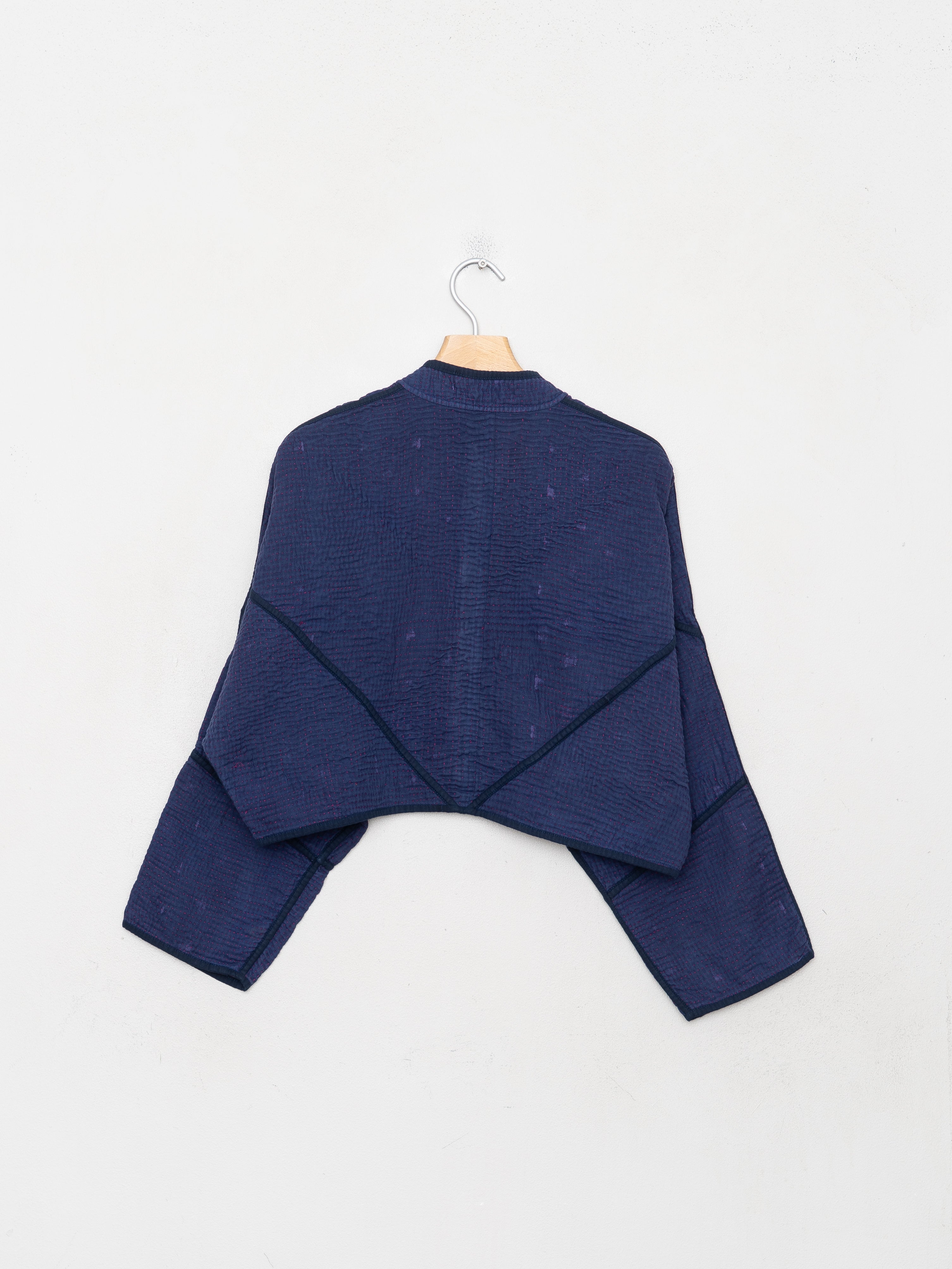 The Kaira Cropped Quilted Indigo Kantha Jacket