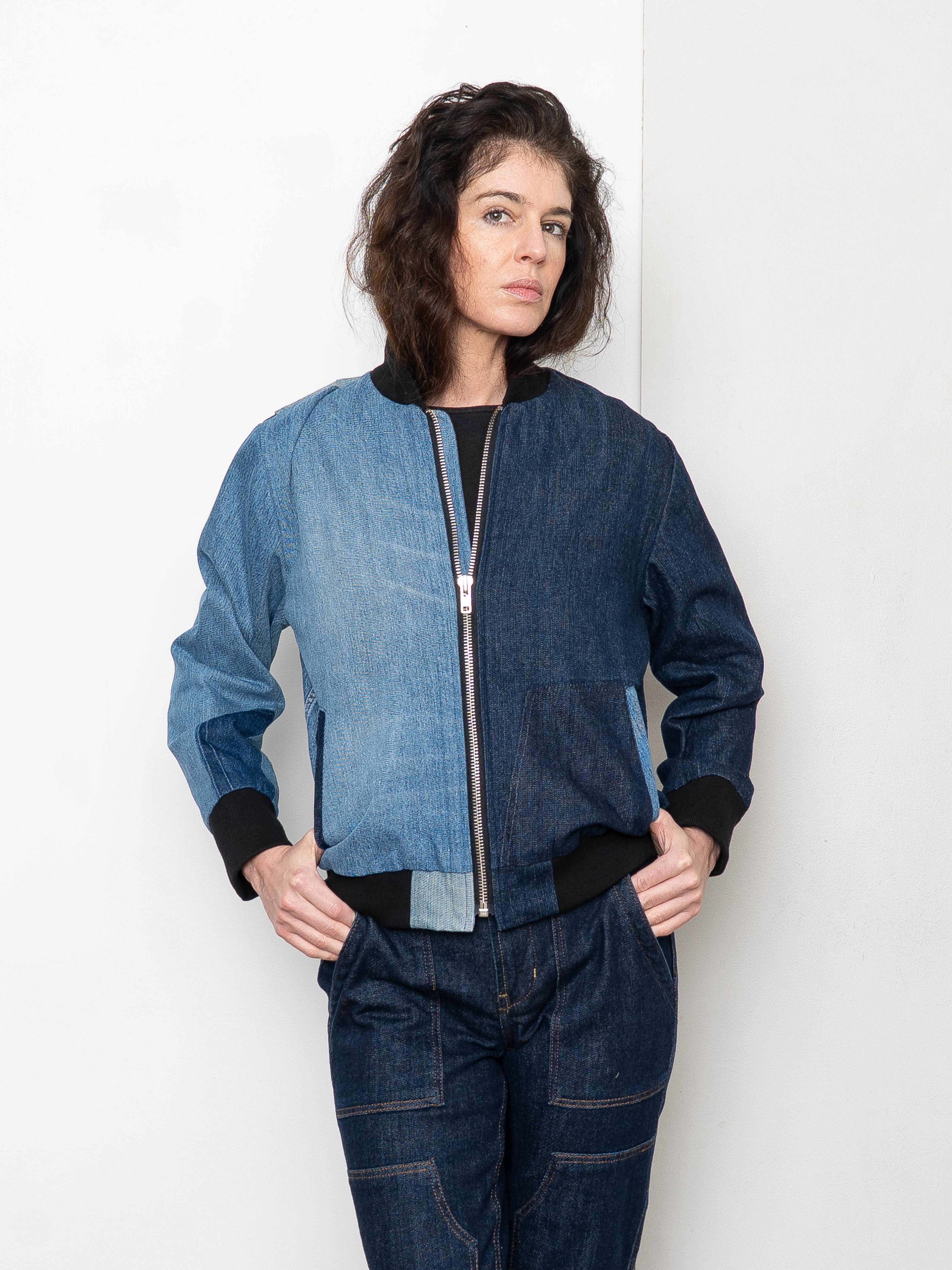 The Veda Denim Bomber Jacket - Small