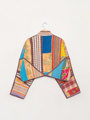 The Kaira Cropped Quilted Patchwork Kantha Jacket