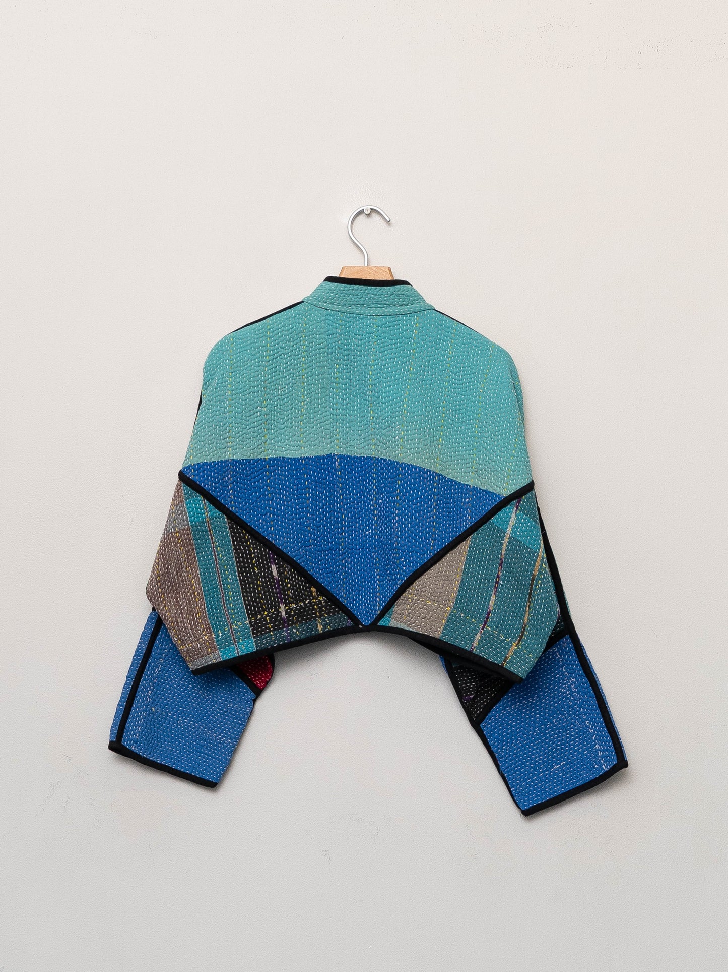 The Kaira Cropped Quilted Patchwork Kantha Jacket