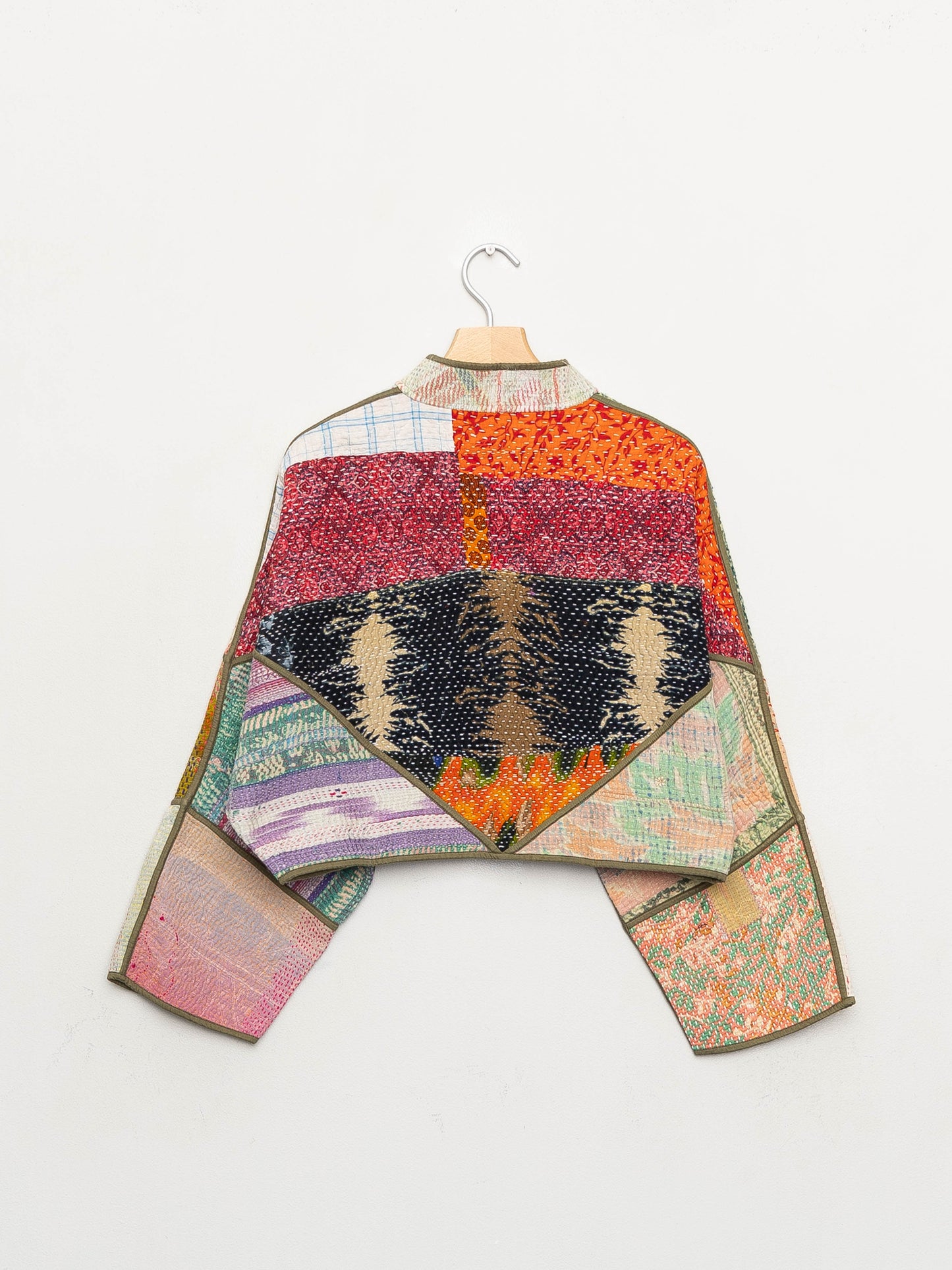 The Kaira Cropped Quilted Patchwork Kantha Jacket