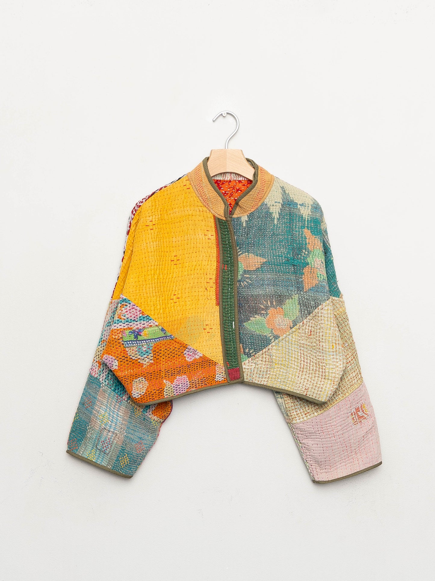 The Kaira Cropped Quilted Patchwork Kantha Jacket