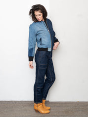 The Veda Denim Bomber Jacket - Small