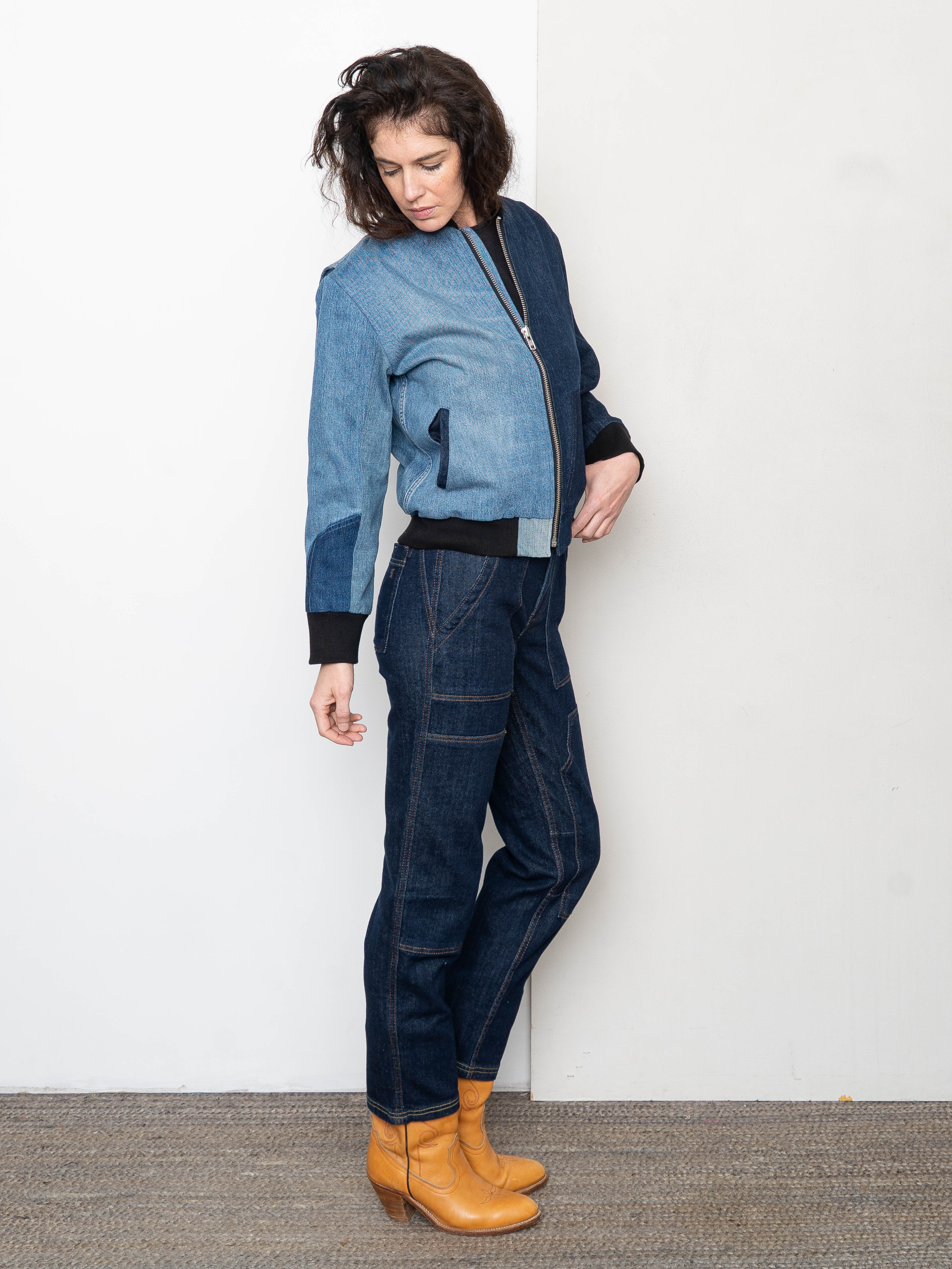 The Veda Denim Bomber Jacket - Small