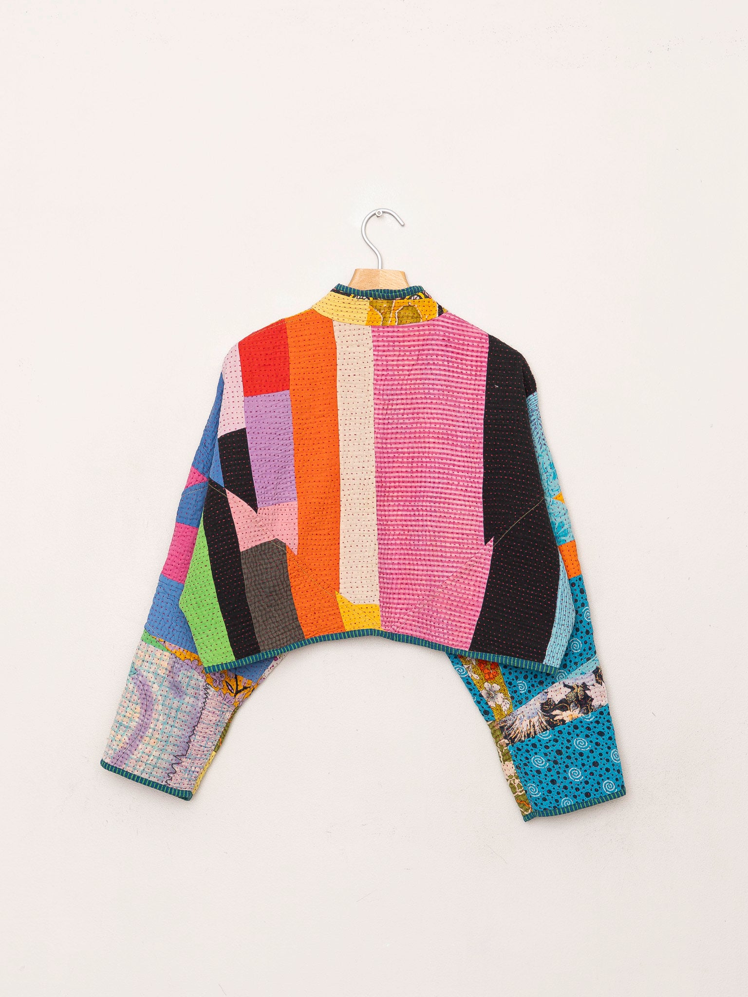 The Kaira Cropped Quilted Patchwork Kantha Jacket