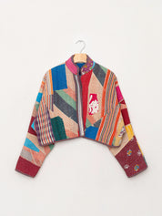 The Kaira Cropped Quilted Patchwork Kantha Jacket