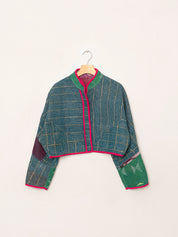 The Kaira Cropped Quilted Patchwork Kantha Jacket