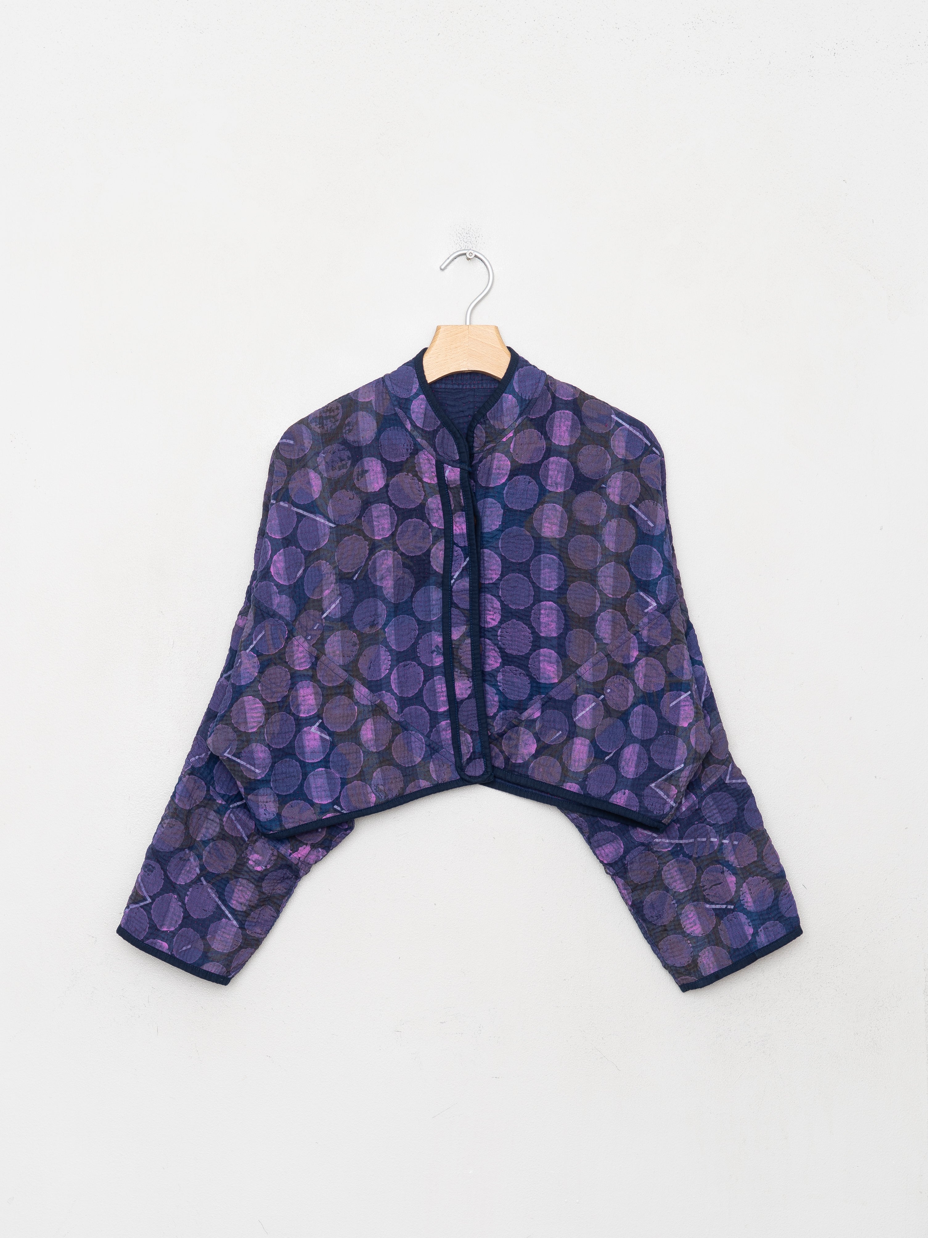 The Kaira Cropped Quilted Indigo Kantha Jacket