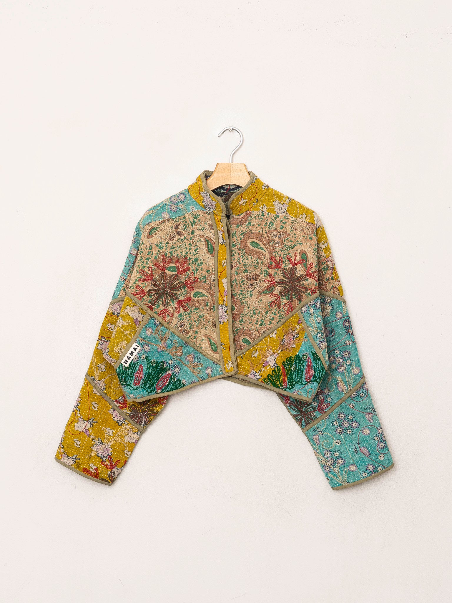 The Kaira Cropped Suzani Quilted Kantha Jacket