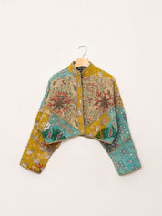 The Kaira Cropped Suzani Quilted Kantha Jacket