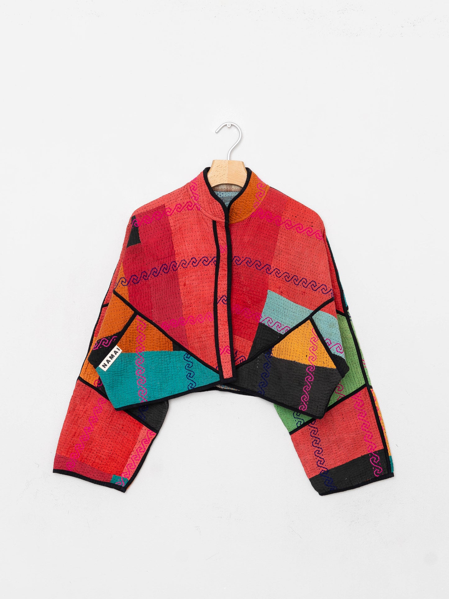 The Kaira Cropped Quilted Patchwork Kantha Jacket