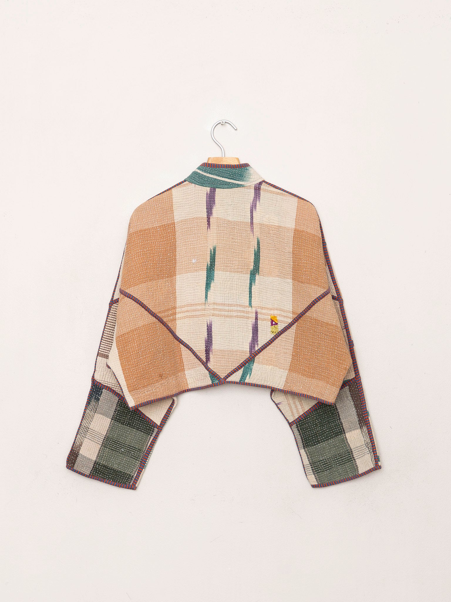 The Kaira Cropped Quilted Patchwork Kantha Jacket