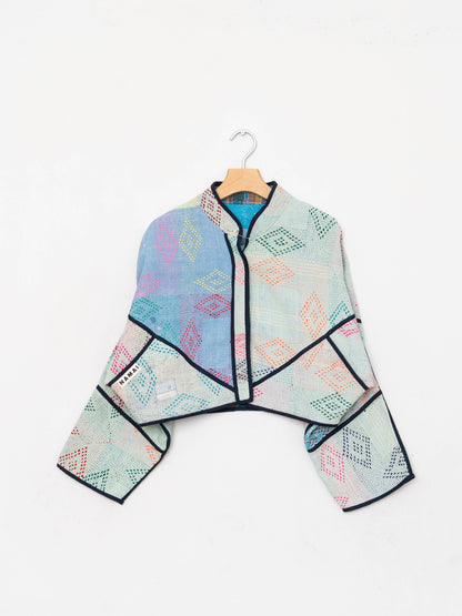 The Kaira Cropped Quilted Patchwork Kantha Jacket