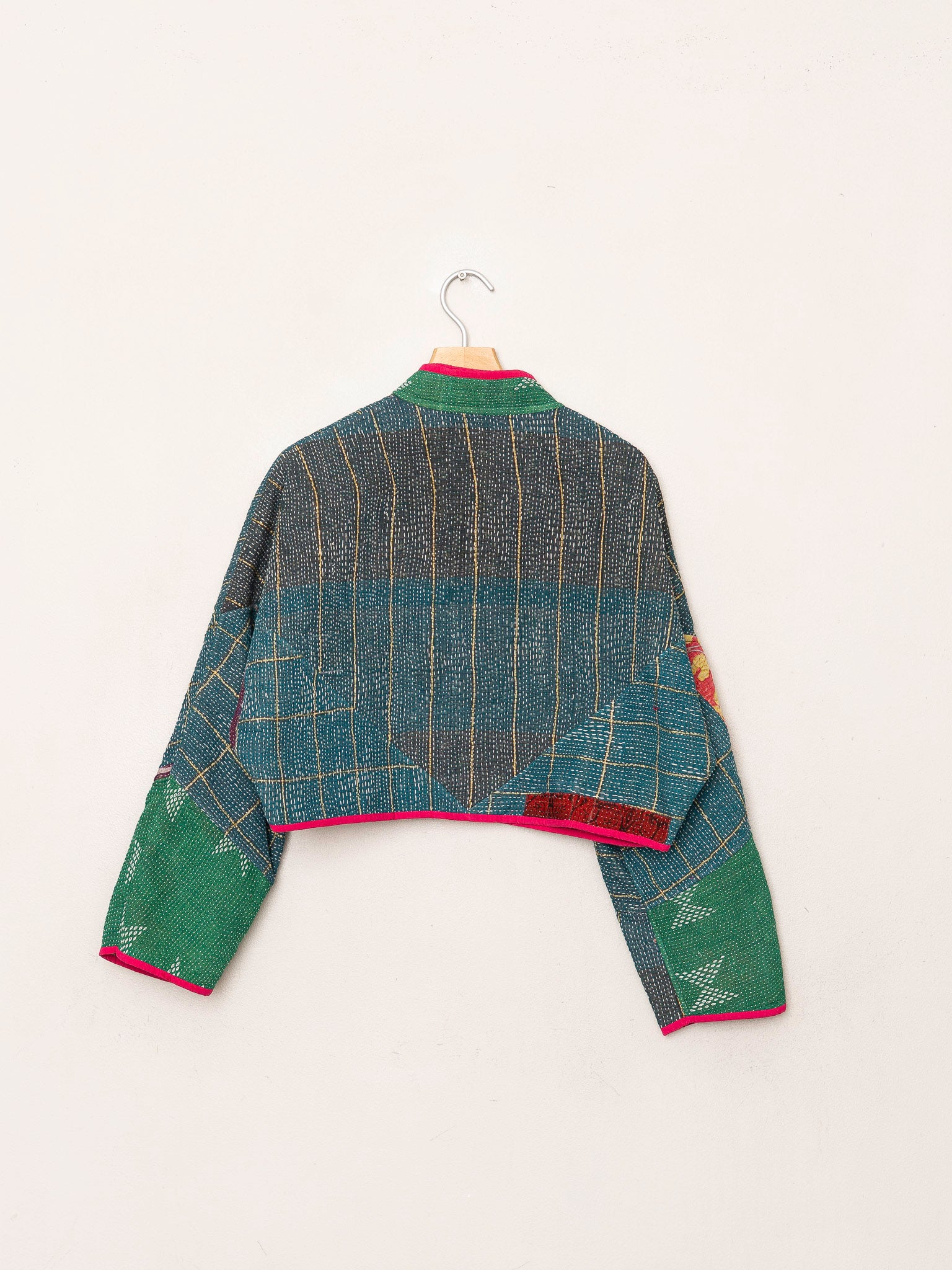 The Kaira Cropped Quilted Patchwork Kantha Jacket