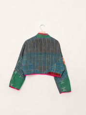 The Kaira Cropped Quilted Patchwork Kantha Jacket