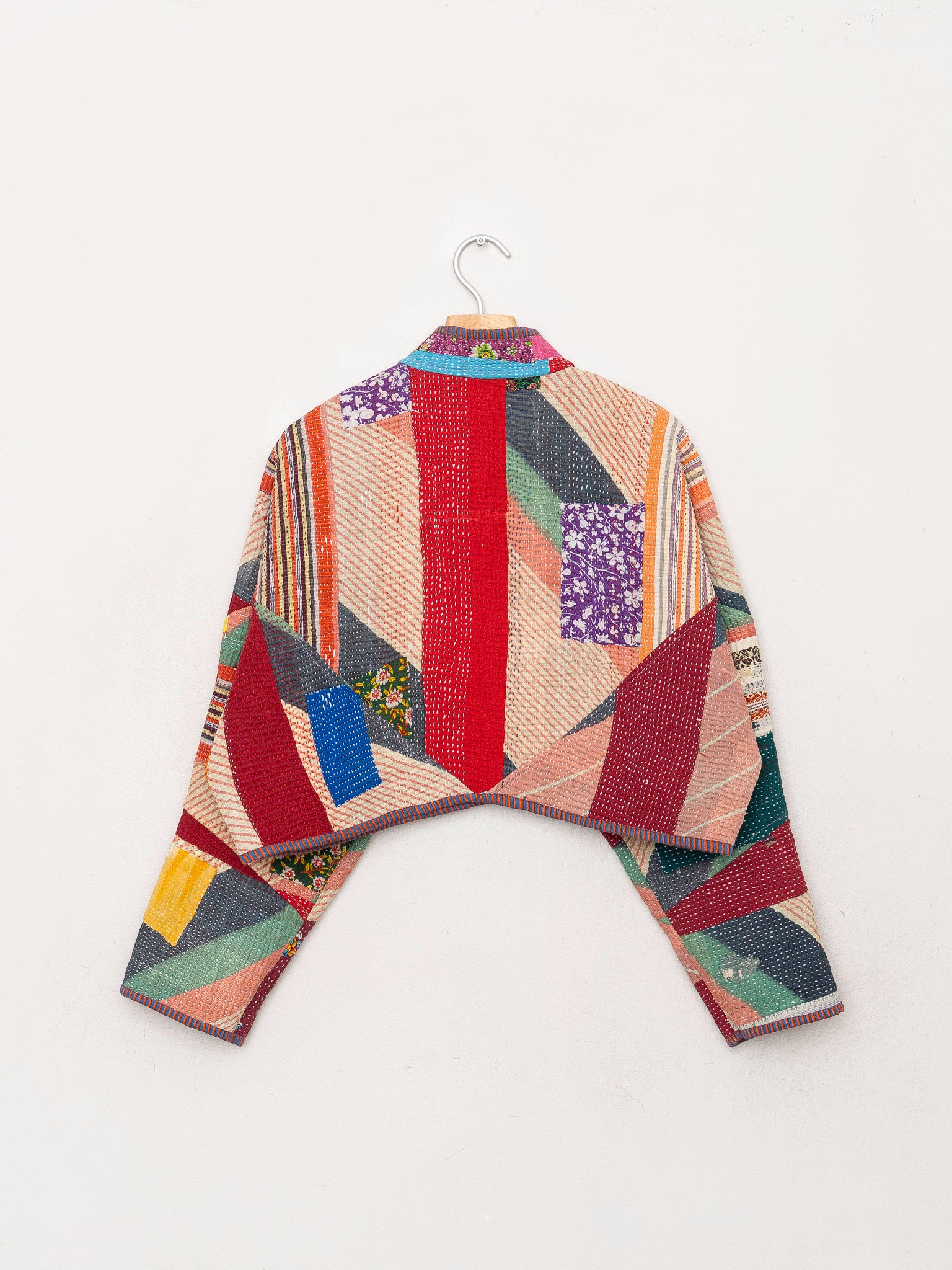 The Kaira Cropped Quilted Patchwork Kantha Jacket