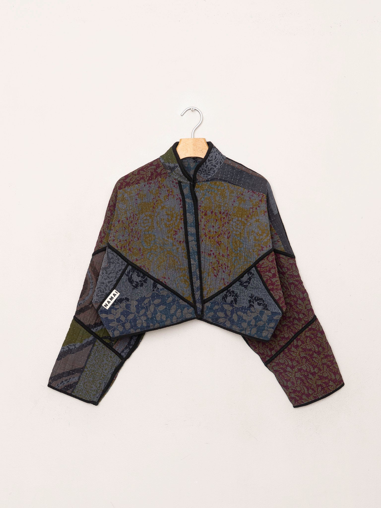 The Kaira Cropped Quilted Patchwork Kantha Jacket