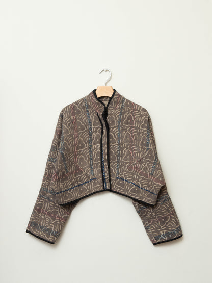 The Kaira Cropped Quilted Plant Dyed Kantha Jacket