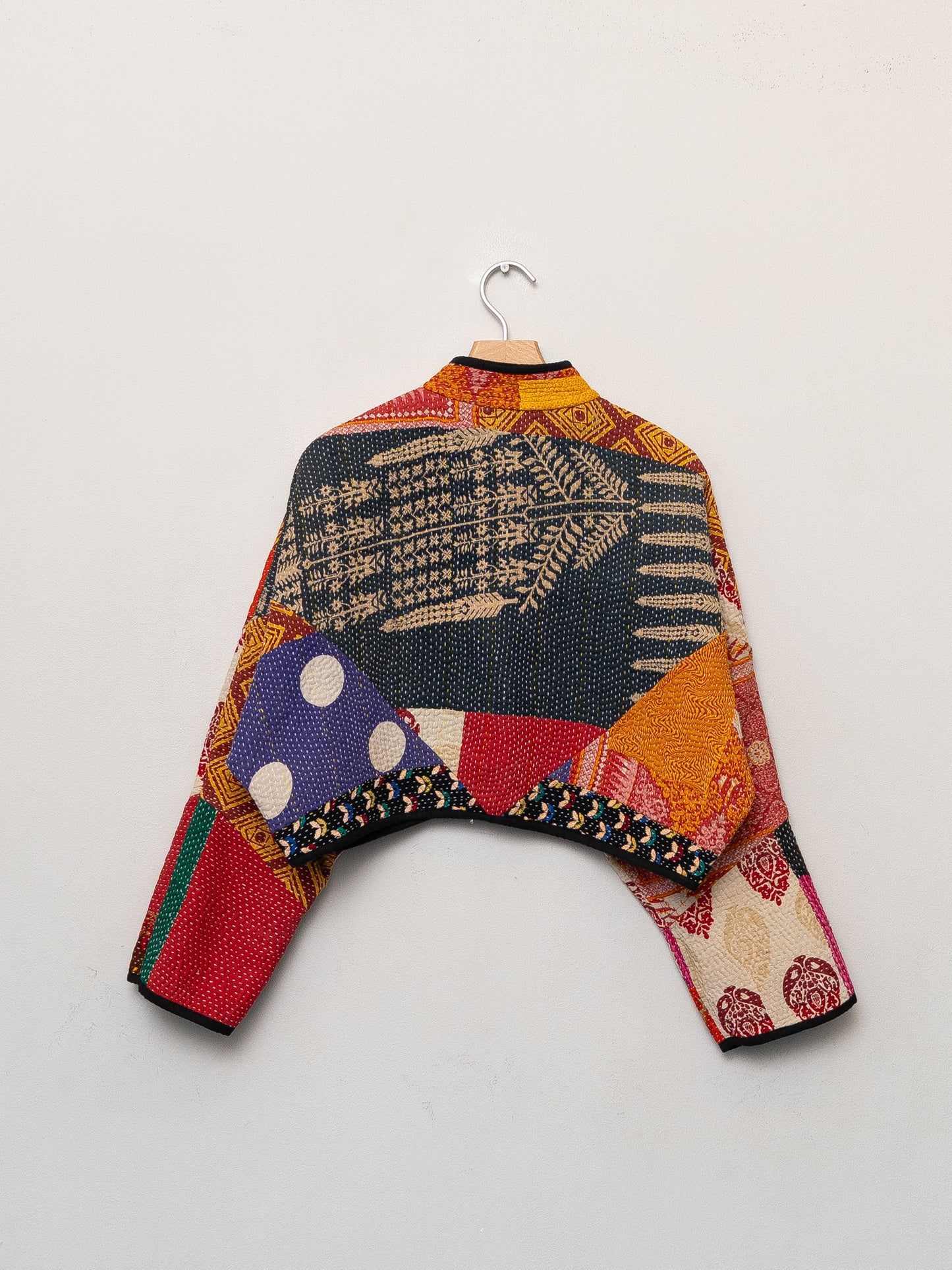 The Kaira Cropped Quilted Patchwork Kantha Jacket