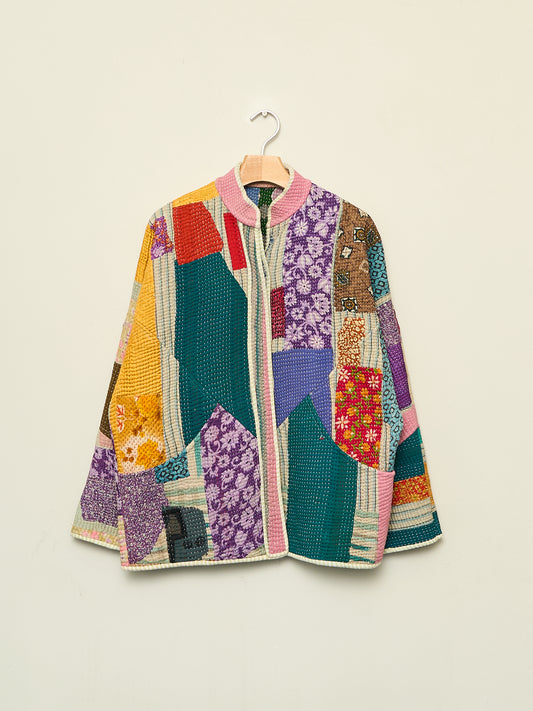 The Ladhiya Quilted Patchwork Kantha Jacket