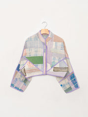 The Kaira Cropped Quilted Patchwork Kantha Jacket