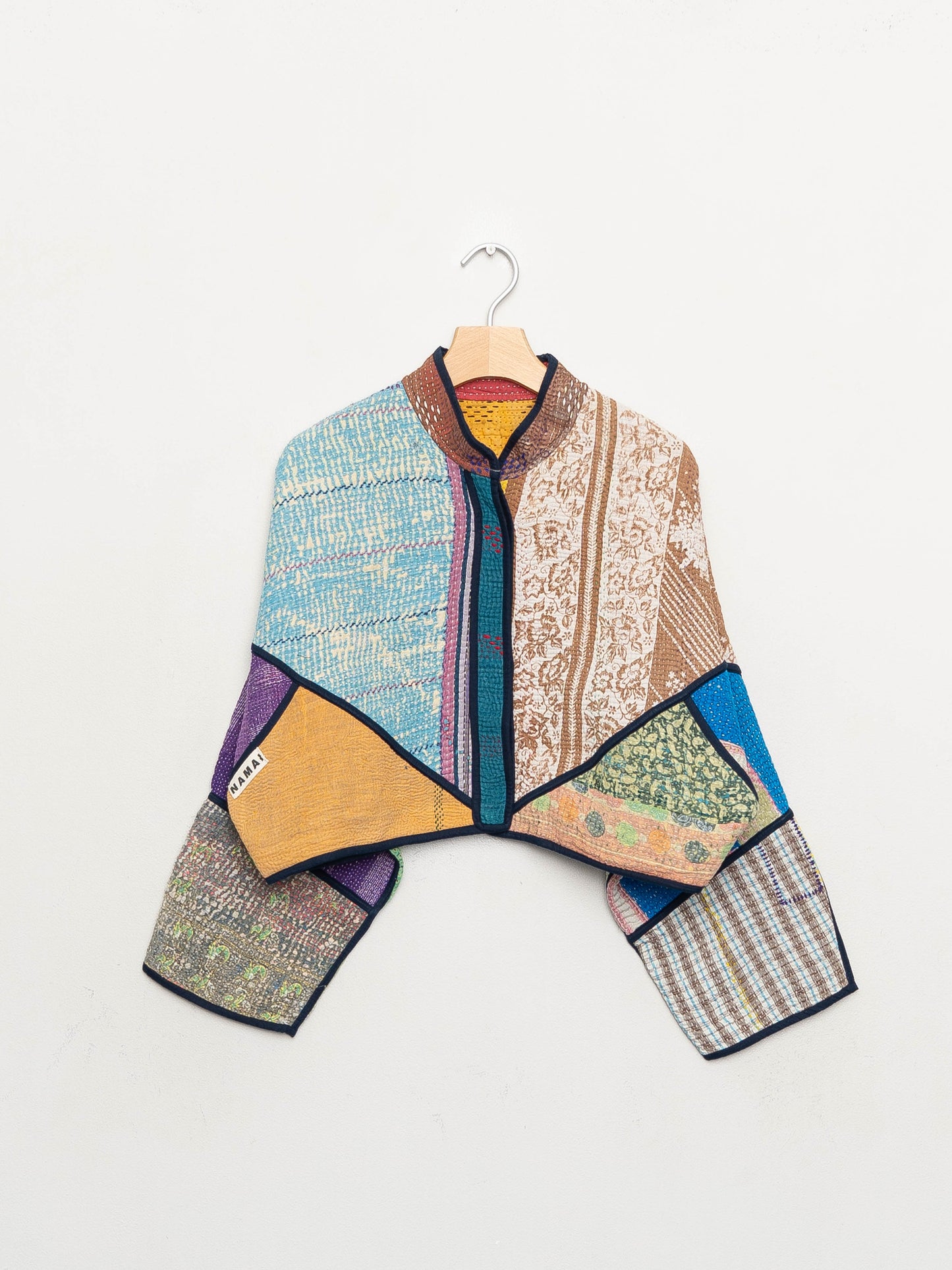 The Kaira Cropped Quilted Patchwork Kantha Jacket