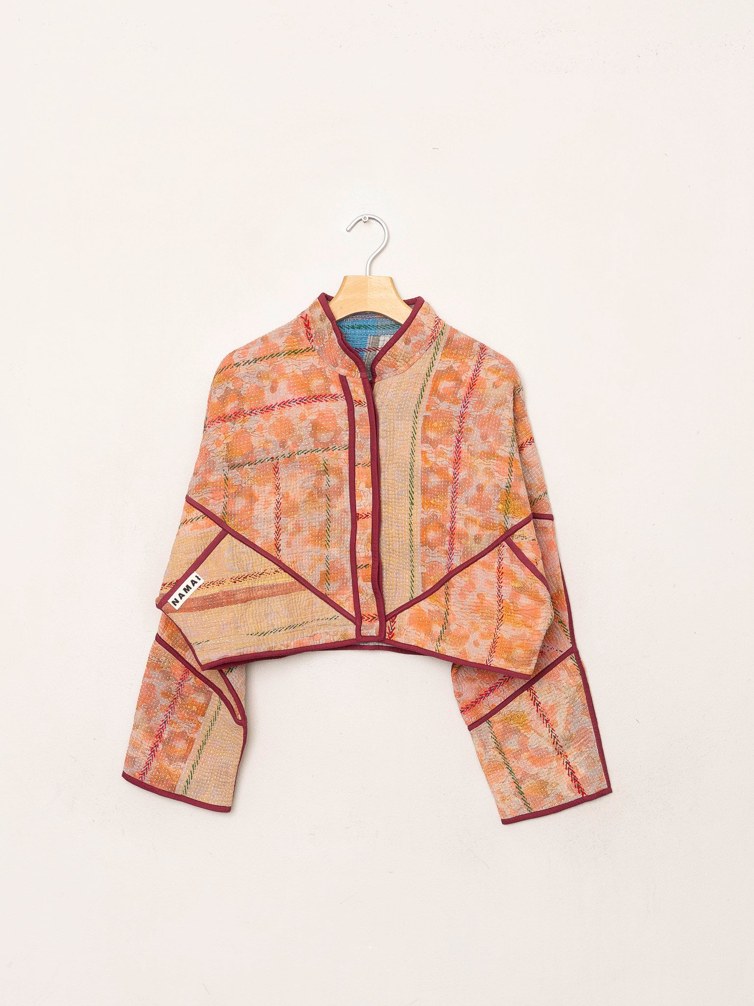 The Kaira Cropped Quilted Patchwork Kantha Jacket