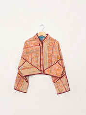 The Kaira Cropped Quilted Patchwork Kantha Jacket