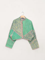 The Kaira Cropped Quilted Patchwork Kantha Jacket