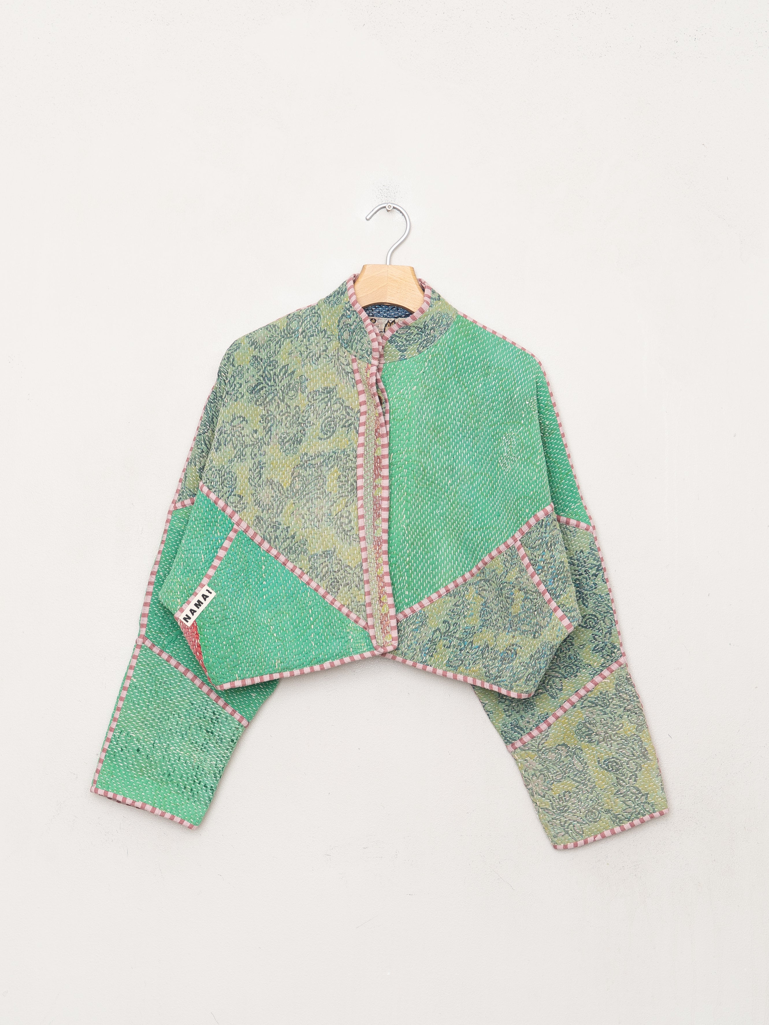 The Kaira Cropped Quilted Patchwork Kantha Jacket