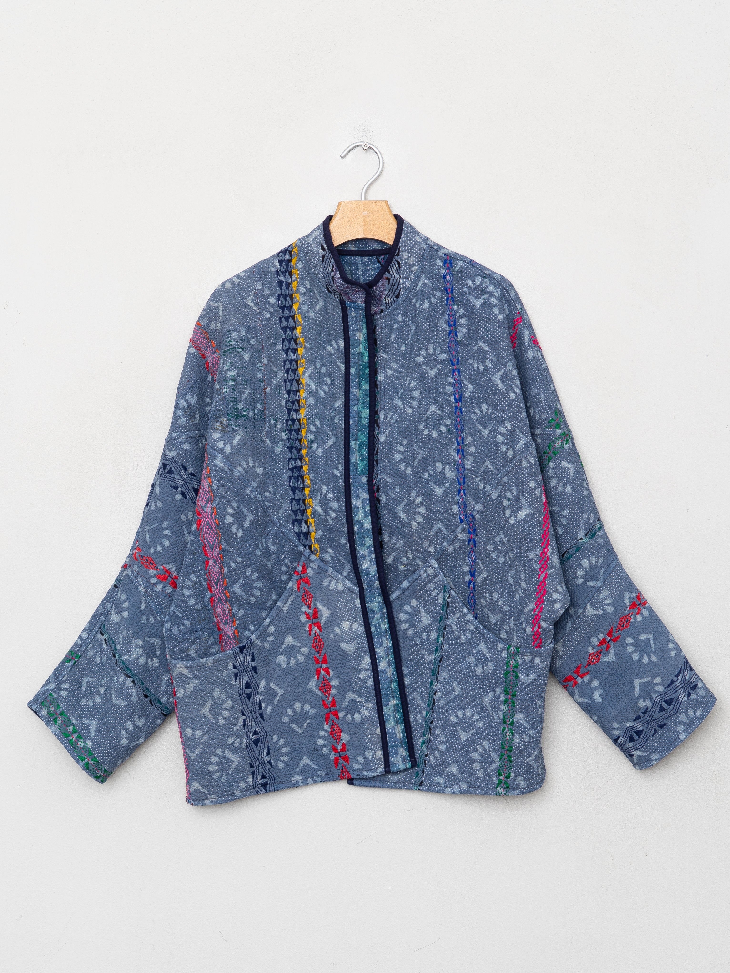 The Ishani Quilted Indigo Kantha Jacket