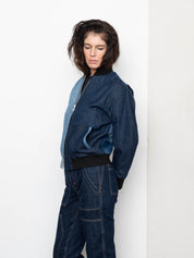 The Veda Denim Bomber Jacket - Small